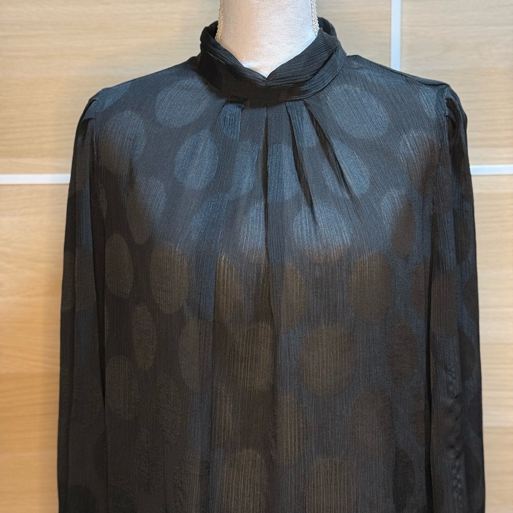 Who What Wear Black Dot-Print High-Neck Blouse